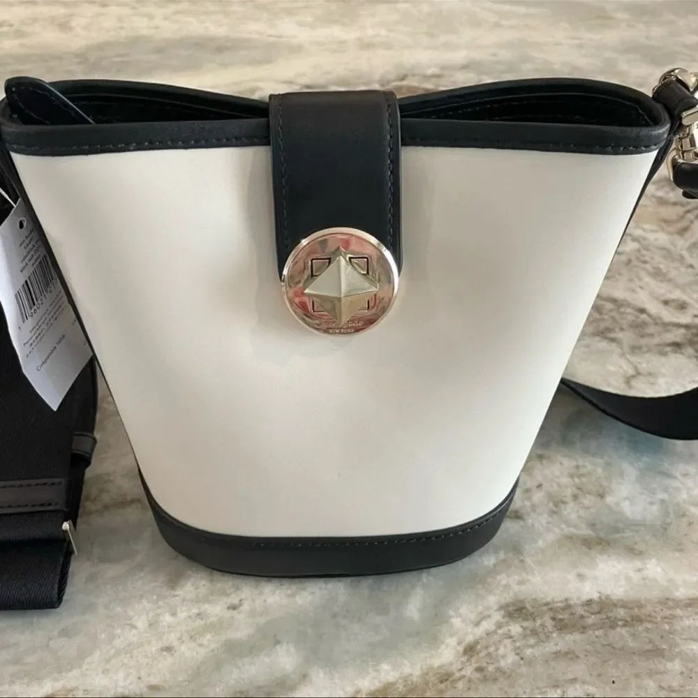 Kate Spade New York Audrey Mini Bucket Crossbody – Off-White/Black – NWT - Picture 3 of 9